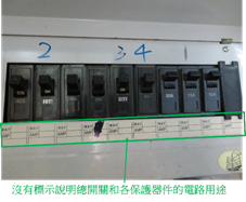 沒有標示說明總開關和各保護器件的電路用途